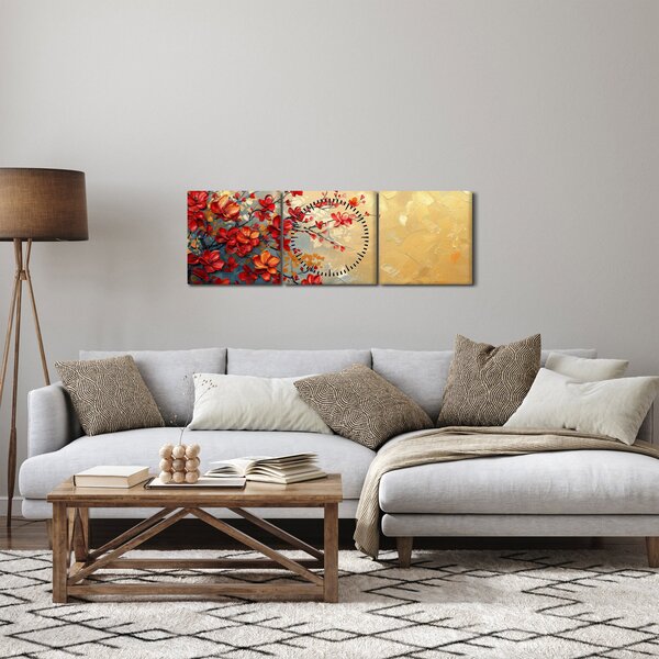 Obraz - Kvetoucí strom (s hodinami) (90x30 cm)