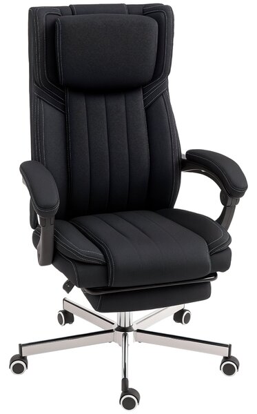 Ergonomická kancelářská židle Vinsetto, nastavitelná výška, sklopné opěradlo, opěrky na ruce, opěrka na nohy a hlavu, otočná kancelářská židle s koleč