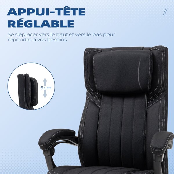Ergonomická kancelářská židle Vinsetto, nastavitelná výška, sklopné opěradlo, opěrky na ruce, opěrka na nohy a hlavu, otočná kancelářská židle s koleč