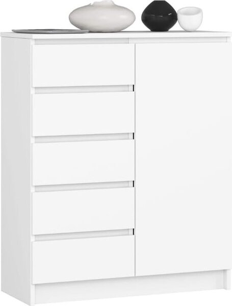 BDW - Komoda 5 zásuvek, obývací pokoj, předsíň 80x97x35, bílá