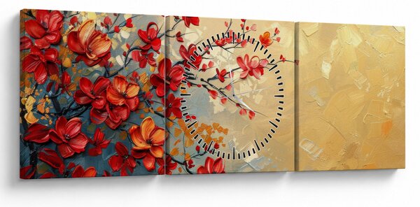 Obraz - Kvetoucí strom (s hodinami) (90x30 cm)