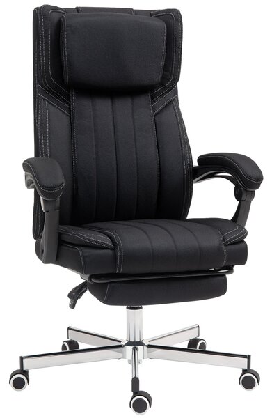Ergonomická kancelářská židle Vinsetto, nastavitelná výška, sklopné opěradlo, opěrky na ruce, opěrka na nohy a hlavu, otočná kancelářská židle s koleč