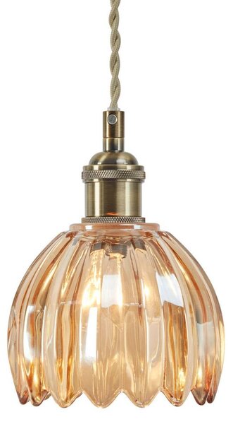 Markslöjd Závěsné světlo Gota, starý mosaz/jantar, sklo, Ø 13 cm, zástrčka, Bronz / starožitná mosaz, Obývací pokoj / jídelna, Sklo
