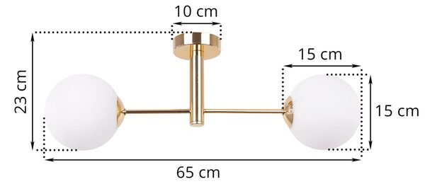 Light for home - Elegantní Stropní Svítidlo se Zlatým Provedením a Bílými Foukanými Stínidly "VICENZA", 2x40W, E14, Zlatá