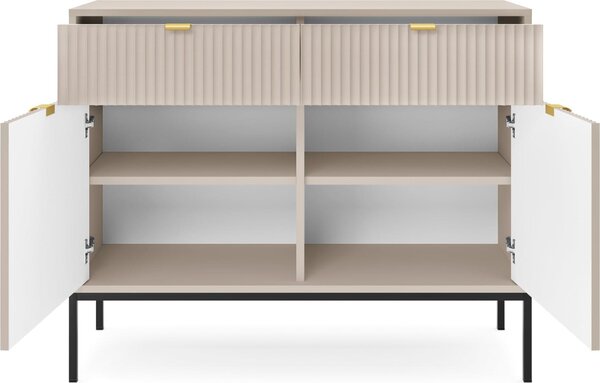 Komoda NANAIMO KSZ104 - kašmír - zlaté úchyty - 2 zásuvky - šířka 104 cm, výška 83 cm, hloubka 39 cm