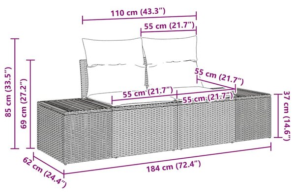 Sada zahradních pohovek 9 ks 8-Počet míst Béžová a Světle šedá 3355889