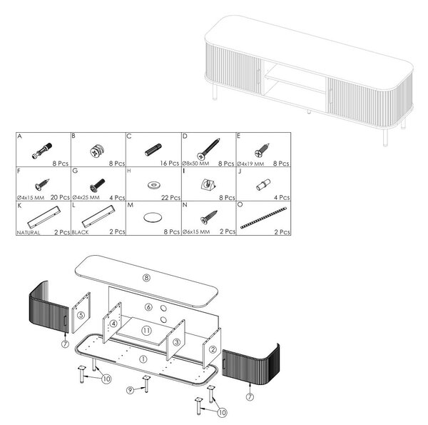 Komoda pod televizi COLVA, 140 x 40 x 53 cm