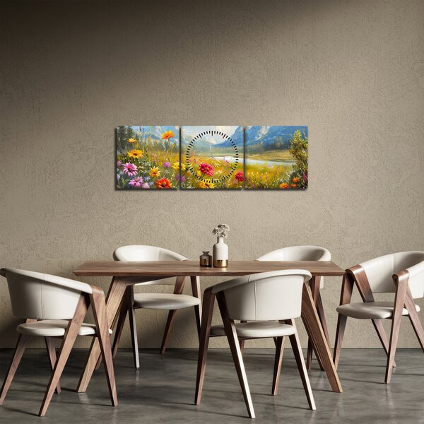 Obraz - Malovaná krajina (s hodinami) (90x30 cm)
