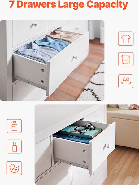 Komoda VEVOR, jednoduchá moderní komoda (400 x 1199 x 813 mm) úložná komoda do obývacího pokoje, ložnice, předsíně, chodby (bílá)