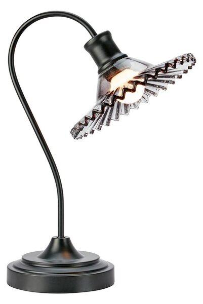 Markslöjd Stolní lampa Nova, černá, kouřové sklo, výška 41,5 cm, E27, Černá, Obývací pokoj / jídelna, Sklo