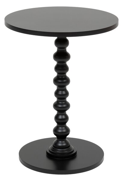 Odkládací stolek ALIX s ozdobnou nohou, Ø 38 cm, černý