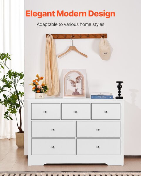 Komoda VEVOR, jednoduchá moderní komoda (400 x 1199 x 813 mm) úložná komoda do obývacího pokoje, ložnice, předsíně, chodby (bílá)