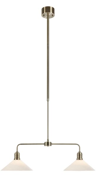 Markslöjd Závěsné světlo Vela, starý mosaz, 2 žárovky, sklo, délka 75 cm, stmívatelný, Bronz / starožitná mosaz, Obývací pokoj / jídelna, kov