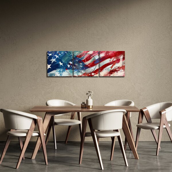 Obraz - Vlajka USA (s hodinami) (90x30 cm)