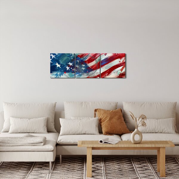 Obraz - Vlajka USA (s hodinami) (90x30 cm)