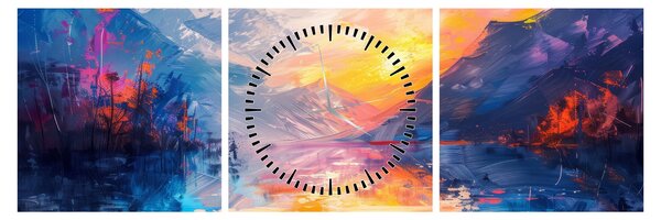 Obraz - Malba krajiny (s hodinami) (90x30 cm)