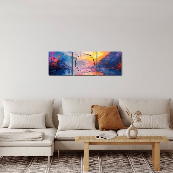 Obraz - Malba krajiny (s hodinami) (90x30 cm)