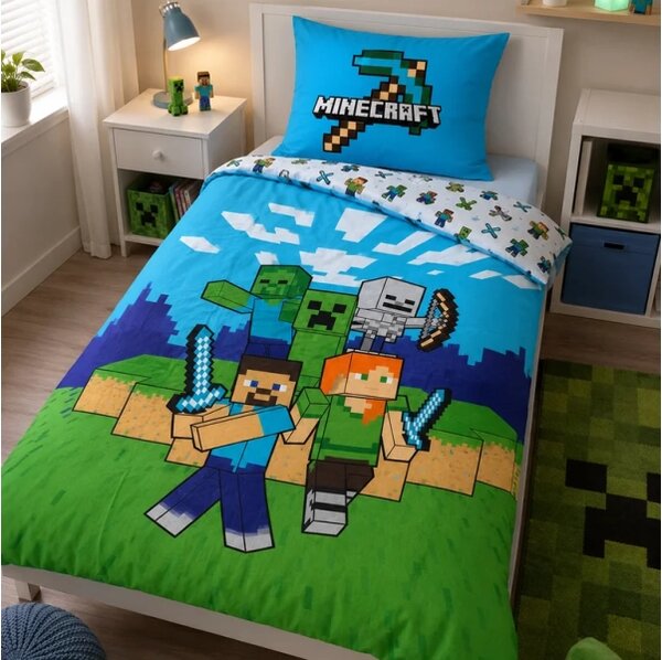 Carbotex povlečení bavlna Minecraft Pixelový Svět 140x200, 70x90 cm