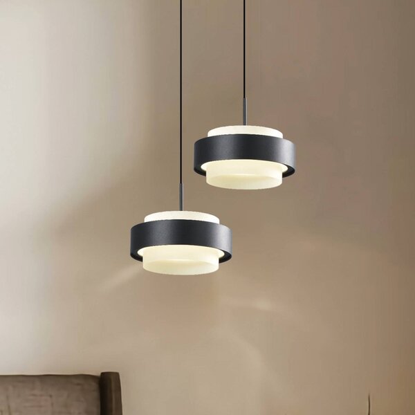 Viokef LED závěsné světlo Donal, Ø 17 cm, černé, kovové, Černá, Obývací pokoj / jídelna, Hliník, Moderní