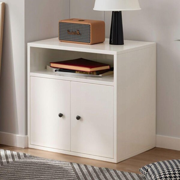 Bílá stojací skříňka se 2 dvířky, komoda, skříňka, moderní loftový skandinávský styl