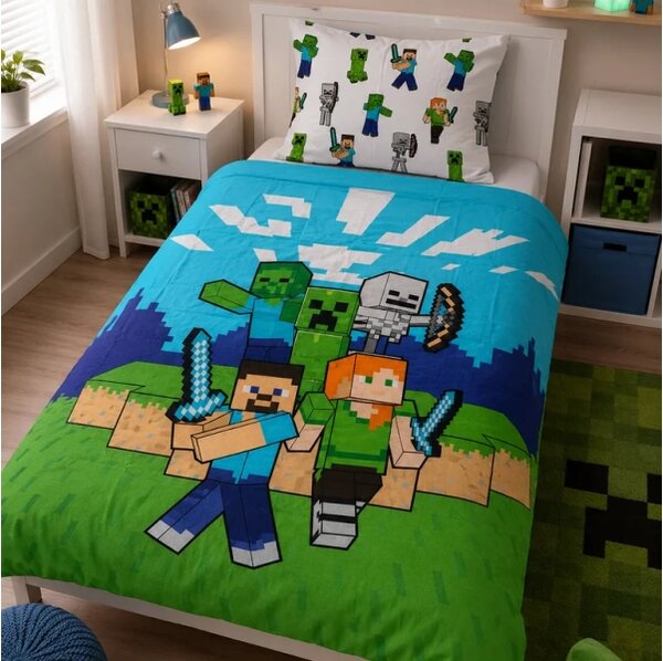 Carbotex povlečení bavlna Minecraft Pixelový Svět 140x200, 70x90 cm