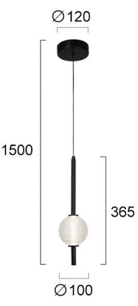 Viokef Závěsné světlo LED Abeona, Ø 10 cm, černá/čirá, kov/sklo, Černá, Obývací pokoj / jídelna, kov