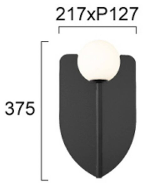 Viokef Nástěnné světlo Fedora, výška 37 cm, černá, kov/sklo, stmívatelný, Černá, Obývací pokoj / jídelna, kov
