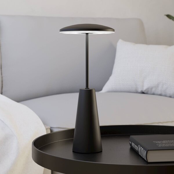 EGLO LED svítilna na akumulátor Piccola, černá, výška 28 cm, kov, IP54, stmívatelný, Černá, Obývací pokoj / jídelna, kov, Moderní