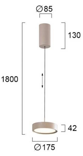 Viokef Závěsné světlo LED Denver, Ø 17 cm, béžová, kov, Krémová / jantar, Obývací pokoj / jídelna, Hliník, Moderní