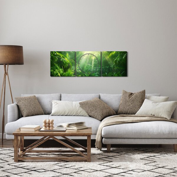 Obraz - Deštný prales (s hodinami) (90x30 cm)
