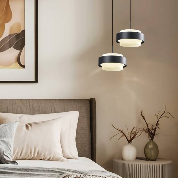 Viokef LED závěsné světlo Donal, Ø 17 cm, černé, kovové, Černá, Obývací pokoj / jídelna, Hliník, Moderní
