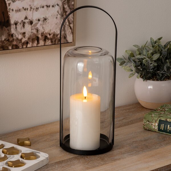 Lucerna LED JAKO sklo a kov, 35 cm