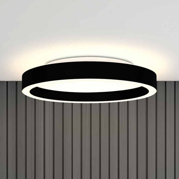 Steinhauer LED stropní svítidlo Ringlux, černé, Ø 30 cm, kov, 2 700 K, stmívatelný, Černá, Obývací pokoj / jídelna, kov, Moderní