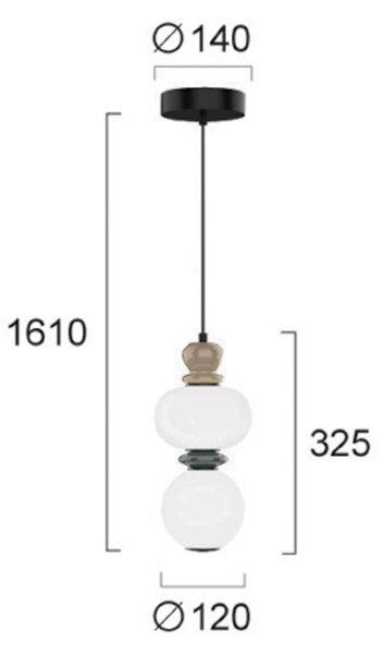 Viokef Závěsné LED světlo Gemma, výška 32 cm, barevné, sklo/keramika/kov, Vícebarevná, Obývací pokoj / jídelna, Sklo