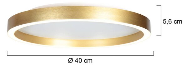 Steinhauer LED stropní svítidlo Ringlux zlaté, Ø 40 cm, kov, 2 700 K, stmívatelný, Mosaz / zlato, Obývací pokoj / jídelna, kov, Moderní