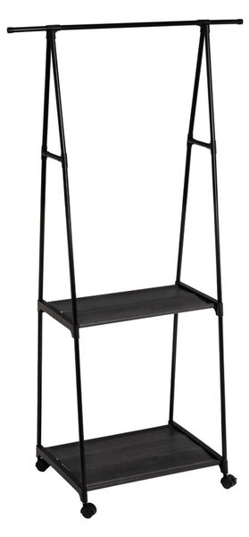 Černý kovový pojízdný stojan na oblečení 84x43x156 cm – Casa Selección