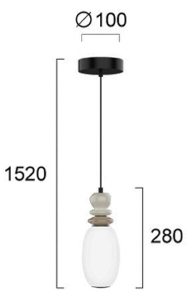 Viokef Závěsné LED světlo Gemma, výška 28 cm, barevné, sklo/keramika/kov, Vícebarevná, Obývací pokoj / jídelna, Sklo