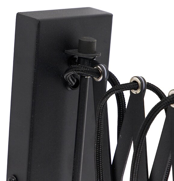 Průmyslová nástěnná lampa černá s nastavitelným ramenem - Merle