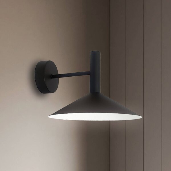 Viokef LED nástěnné světlo Marsi, černá, Ø 25 cm, kov, Černá, Obývací pokoj / jídelna, kov