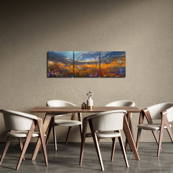 Obraz - Malovaná horská krajina II. (s hodinami) (90x30 cm)
