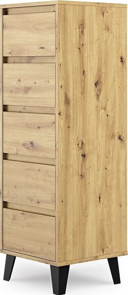VBChome Komoda 5 zásuvek 40 x 39 x 120 cm Komoda bez úchytek Artisan Víceúčelová skříňka do předsíně Ložnice Obývací pokoj Dětský pokoj moderní
