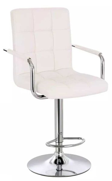 LuxuryForm DESIGN Barová židle VERONA na stříbrném talíři - bílá