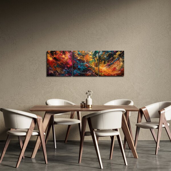 Obraz - Barevná abstrakce II. (s hodinami) (90x30 cm)