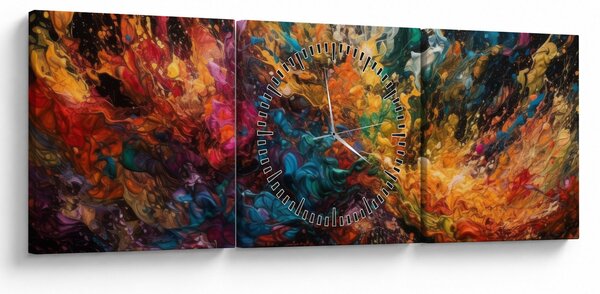 Obraz - Barevná abstrakce II. (s hodinami) (90x30 cm)