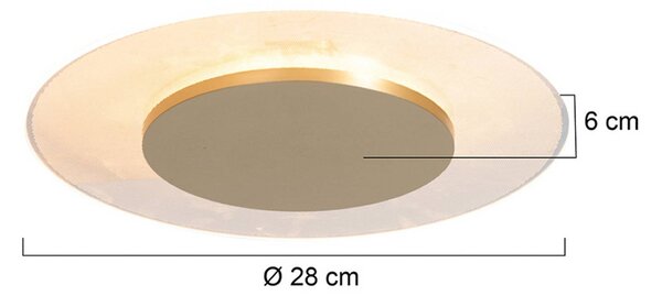 Steinhauer LED stropní svítidlo Lido, zlatá barva, Ø 28 cm, stmívatelný, Mosaz / zlato, Obývací pokoj / jídelna, kov, Moderní