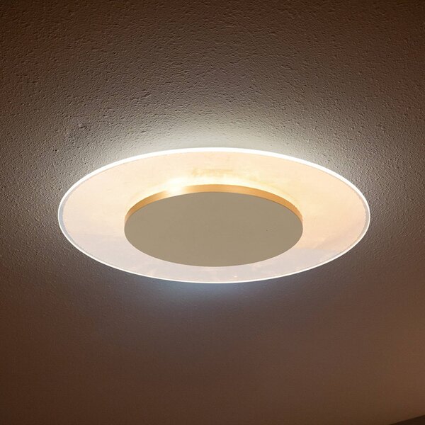 Steinhauer LED stropní svítidlo Lido, zlatá barva, Ø 28 cm, stmívatelný, Mosaz / zlato, Obývací pokoj / jídelna, kov, Moderní