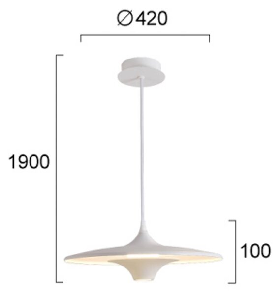 Viokef Závěsné LED světlo Rene, bílé, Ø 42 cm, kov, Bílá / opál, Obývací pokoj / jídelna, kov, Moderní