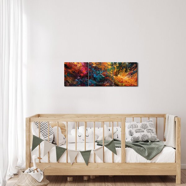 Obraz - Barevná abstrakce II. (s hodinami) (90x30 cm)