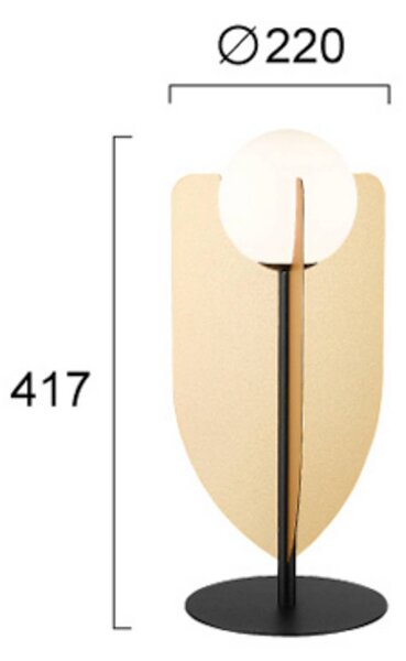 Viokef Stolní lampa Fedora, výška 42 cm, zlatá barva, kov/sklo, Mosaz / zlato, Obývací pokoj / jídelna, kov