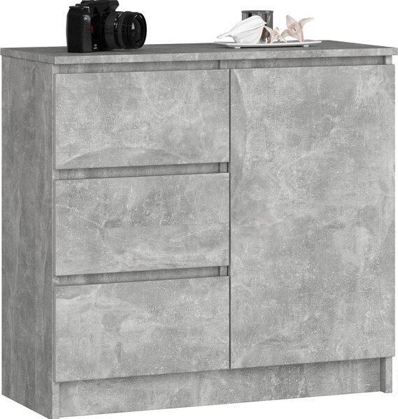 BDW, komoda, 3 zásuvky, 1 dvířka, skříň, příborník, beton